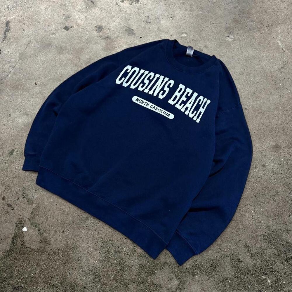 Cousins Beach North Carolina Crewneck Sweatshirt Navy Blue Men's L
